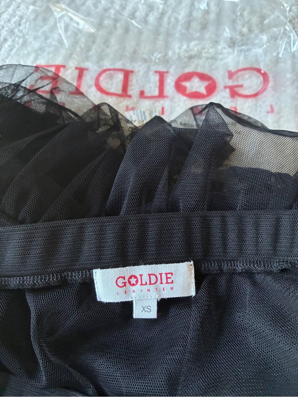 Goldie Lewinter Tulle Skirt Black Sheer Midi Overlay Ruffle Hem XS NWT - Picture 6 of 10